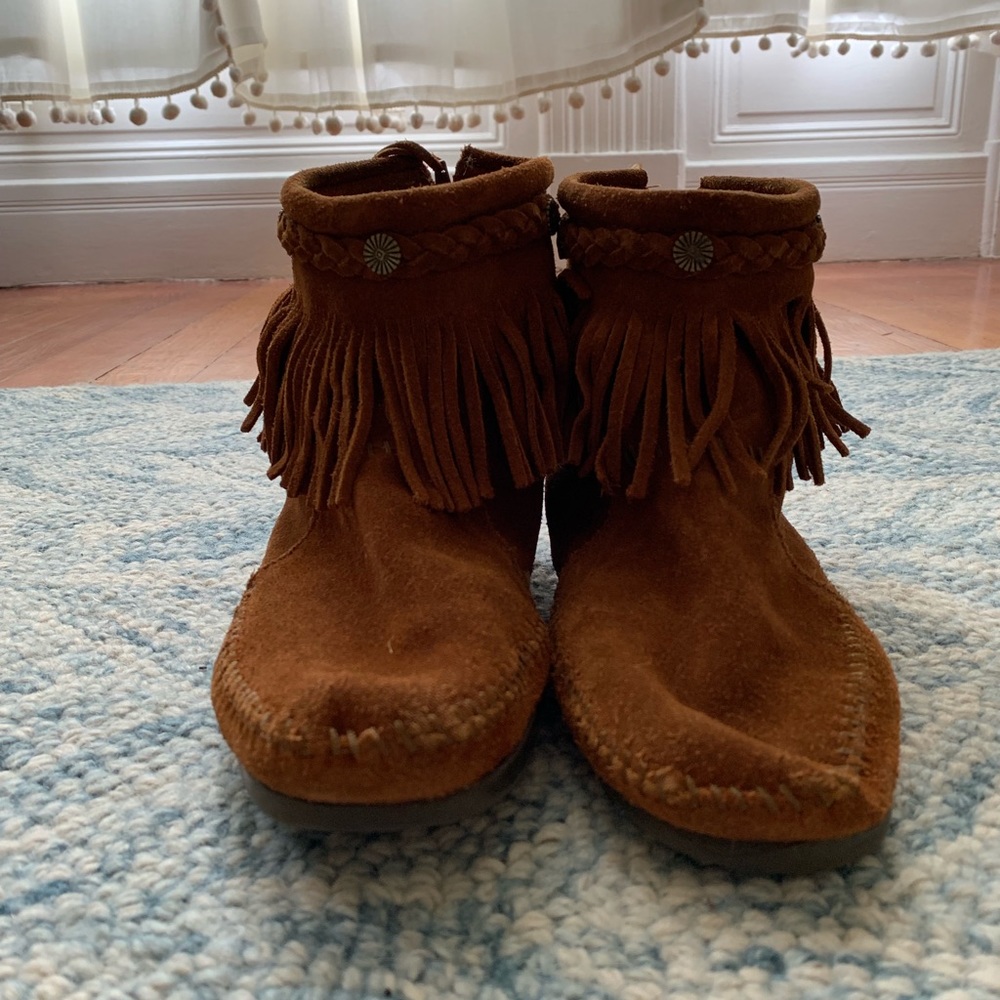 Minnetonka ankle booties!! So comfy!